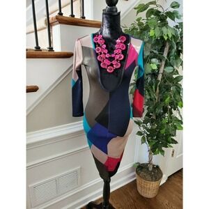 Boutique SJ Style Women's Multicolor Polyester Bodycon Knee Length Dress Size M